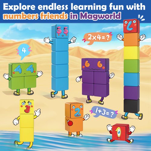 Magnetic Blocks Magworld Building Toys, STEM Educational Montessori Sensory Learning Toddlers Toys for 3 4 5 Year Old Boys Girls, Number Games 1-10, Birthday Gifts for 3-5 4-8 Year Old Kids