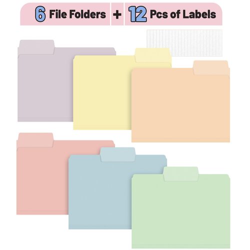 Mr. Pen- Poly File Folders, 1/3 Cut Tab, 6 Pack, Morandi Colors, Letter Size, Colored File Folders, Letter File Folders, Color Folders, Office File Folders, Office Supplies File Folders, File Folder