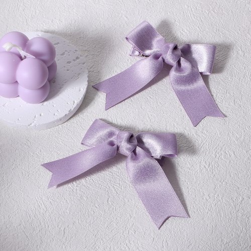 Shiny Glitter Grosgrain Ribbon Hair Bow Clips Purple 3" Handmade Cute Small Bow-Knot Alligator Barrettes Hairpin Fall Headwear for Babies Toddler Teen Girls Kids in Pairs