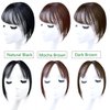 Bangs Hair Clip, Clip in Bangs Hair Toppers for Women 100% Real Human Hair, Clip on Bangs 360° 3D Cover Wispy Fake Clip in Hair Extensions for Women Daily (Mocha Brown, 3D 7 * 9 French Bangs)