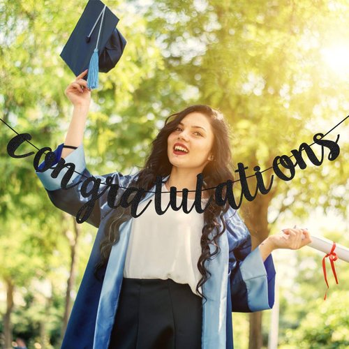 Congratulations Banner Black, Congratulations Graduate Banner Congratulations Banner Graduation 2024 Congratulations Graduation Party Decorations for Black College Graduation Party Decorations 2024