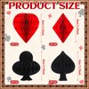 Tenare 24 Pcs Casino Theme Party Decorations Poker Paper Hanging Ornaments 3D Honeycomb hanger for Las Vegas Party Red Black poker Paper Ceiling for Las Vegas Casino Night Poker Party