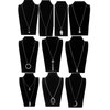 Ofeiyaa 10Pcs Long Pendant Necklace Simple Moon Bar Three Triangle Tassel Lock Sweater Y Shape Punk Chain Choker Necklace for Women Girls Silver Tone