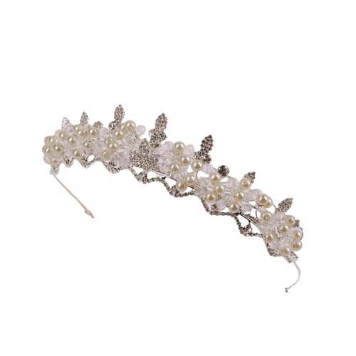 Women's Tiara - Crown for Henna Wedding Party | Glitter Hair Accessories for Bridal Birthday Pageant Prom Halloween Cos-play Costume Christmas Party, Princess Crowns | Crystal Glass Beads - Pearl