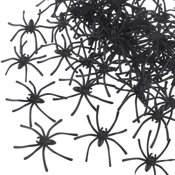 TUPARKA 50 Pcs Halloween Fake Spider Plastic Mini Spiders Realistic Joke Toys for Haunted House Halloween Party Decoration, Black