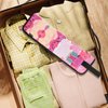 Beautyflier Set of 2 Curling Iron Travel Case, Canvas Heat-Resistant Flat Iron Holder Case, Straightener Travel Case and Silicone Mat for Hair Tools for Travel, Gym or Daily Use (16.5IN, Pink Flower)
