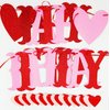 PTFNY Glitter Happy Birthday Banner for Valentine's Day Red Pink Glittery Valentines Day Happy Birthday Garland Banner and Heart Garland Valentines Themed Birthday Party Decorations for Wall