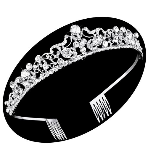 TOBATOBA Wedding Tiaras for Bride, Silver Tiaras and Crowns for Women, Princess Tiara Rhinestone Bridal Tiara, Quinceanera Tiara Birthday Pageant Wedding Halloween Costumes