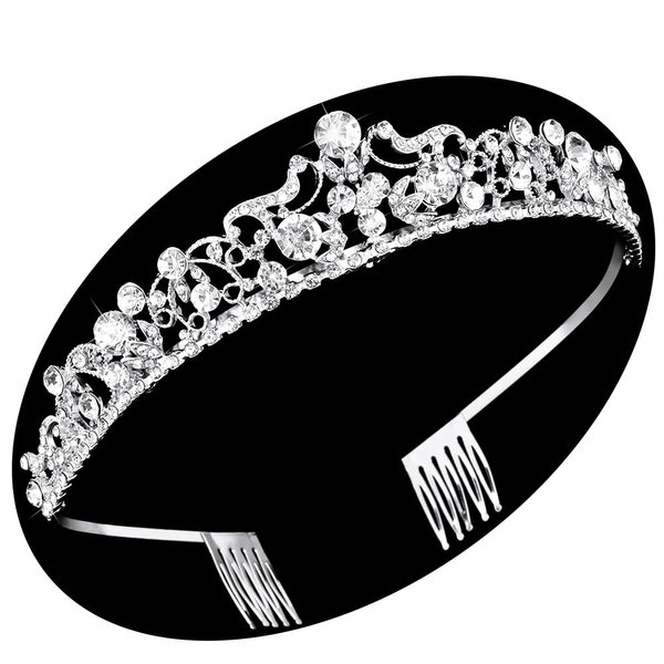 TOBATOBA Wedding Tiaras for Bride, Silver Tiaras and Crowns for Women, Princess Tiara Rhinestone Bridal Tiara, Quinceanera Tiara Birthday Pageant Wedding Halloween Costumes