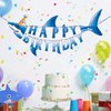 WERNNSAI Shark Happy Birthday Banner - Shark Party Decorations for Kids Boys Pre-strung Shark Birthday Banner Ocean Theme Party Supplies Beach Under The Sea Theme Party Hanging Wall Decor