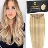 Clip in Hair Extensions Real Human Hair 7pcs 120g Straight Hair Extensions 18 Inch Light Blonde Highlighted Golden Blonde Clip in Human Hair Extensions Thick Remy Extensions Straight