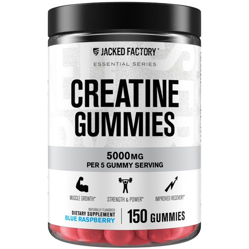 Jacked Factory Creatine Gummies 5g Daily Dose (1g per Gummy) - Creatine Gummy for Men and Women, Vegan-Friendly, Travel-Friendly, Third-Party Tested - 150 Gummies, Blue Raspberry