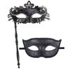 IETANG On Stick Couple's Gorgeous Venetian Masquerade Masks Party Costumes Accessory (on Stick-black)