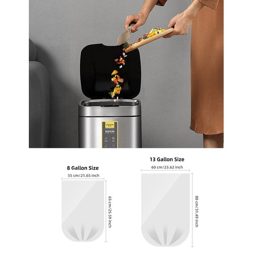 Waikas Kitchen Trash Bags 13 Gallon, 20 Counts, Flag Garbage Bags with No Flaps and No Ties, 60cm*80cm, 16.8g/pcs, Unscented, Black