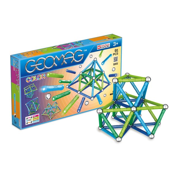 Geomag - COLOR - 91-Piece Magnetic Building Set, Certified STEM Construction Toy, Safe for Ages 3 and Up