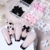 Bow Nail Charms 3D Bow Nail Art Charms 6 Grids Cute Bow Knot Nail Decorations Kawaii Knot Charms for Nail Black Pink White Resin Bow DIY Nail Art Decoration Accessories Charms for Acrylic Nail