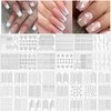 MOLILON 2720pcs French Tip Nail Guides French Nail Stickers Stencil French Nail Art Tips Guides Self Adhesive French Manicure Strips for Edge Auxiliary Stickers Decals (60 Designs, 36 Sheets)