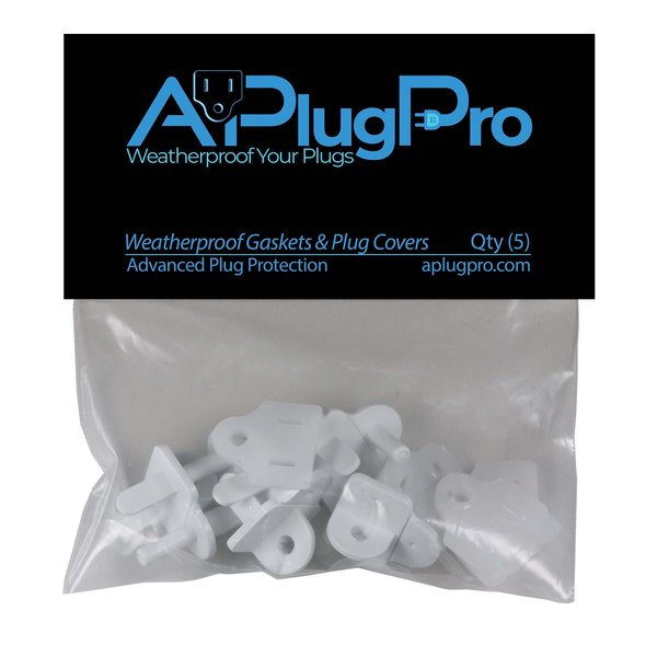 Weatherproof Gaskets & Plug Covers | Outdoor/Indoor GFCI Protector, Christmas String Light Installation, Waterproof Extension Cord Gasket Electric Plug Covers Stop GFCIs from Tripping (White, Qty 5)