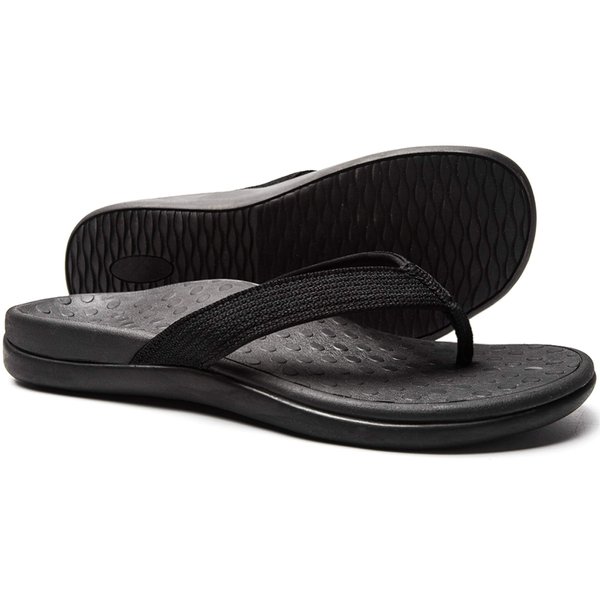 LLSOARSS Plantar Fasciitis Feet sandal with Arch Support - Best Orthotic flip flops for Flat Feet，heel pain- For Women (8 M US, Black)