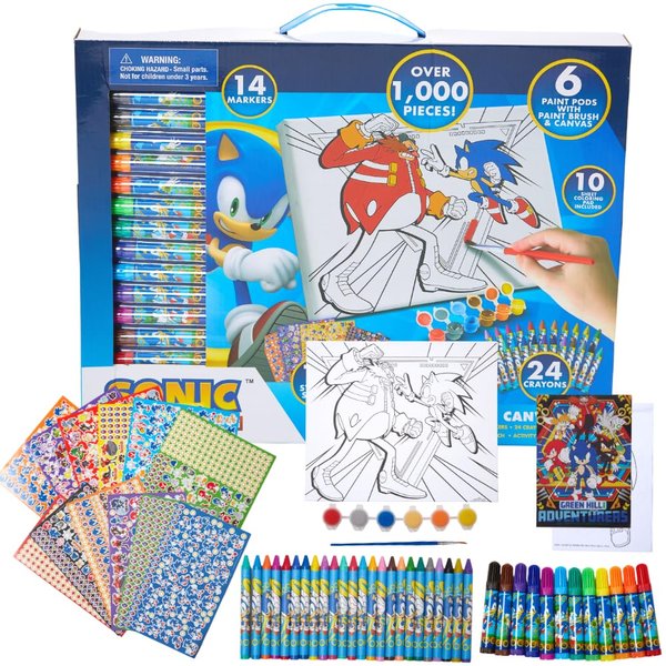 Innovative Designs Sonic The Hedgehog Creative Coloring Canvas Painting and Activity Set for Kids, 1000+ pcs