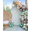 142pcs Sage Green Balloon Garland Arch Kit Jungle Safari Woodland Balloon Garland Arch Sage Green Brown Beige Gold Balloons for Baby Shower Wild One Safari Birthday Decorations