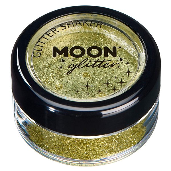Moon Glitter Fine Glitter Shakers 100% Cosmetic Glitter for Face, Body, Nails, Hair and Lips - 0.17oz - Gold