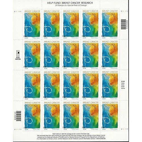 1998 Breast Cancer Research 20 x First Class Mail US Postage Stamps Scott B1