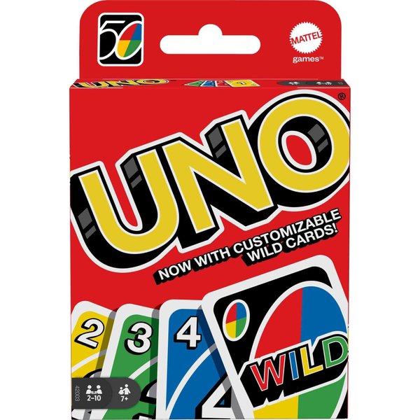Mattel Games UNO Card Game, Multi, 8 x 3-3/4 x 81/100 in (42003)