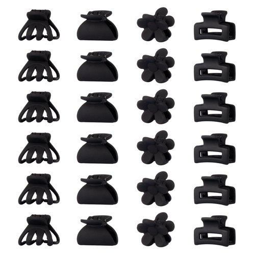 MIKONIKO 24PCS Small Hair Claw Clips, 1" Mini Tiny Hair Jaw Clips for Women Girls Thin/Medium Thick Hair, Multicolored Cute Hair Styling Accessories (Color E)