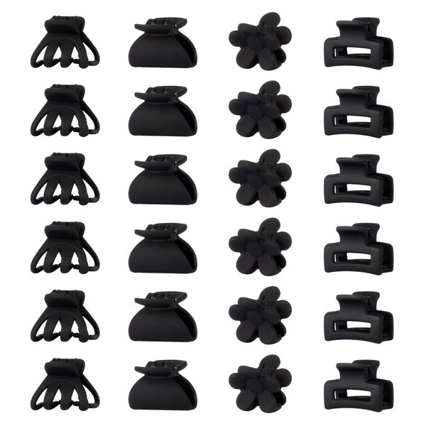 MIKONIKO 24PCS Small Hair Claw Clips, 1" Mini Tiny Hair Jaw Clips for Women Girls Thin/Medium Thick Hair, Multicolored Cute Hair Styling Accessories (Color E)