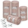 D&H Medical Elastic Bandage Wrap – 4 Pack Premium Compression Bandage Rolls + 4 Extra Clips | 2 Rolls of Each Size (4 Inch x 5 Feet & 3 Inch x 5 Feet), Elastic Bandage for Wrist, Calf, Ankle & Foot