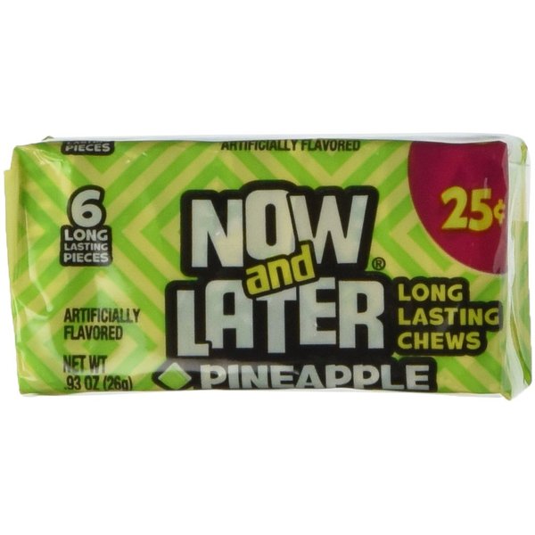 Now and Later Pineapple Flavored Candy Twenty Four 6-piece .93 oz Bars by Farleys and Sathers [Foods]