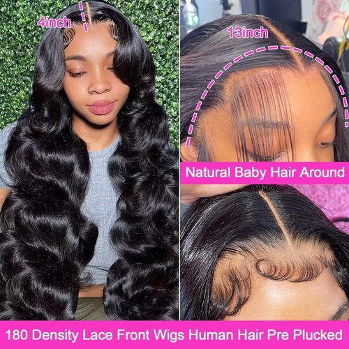 Xajwat 26 Inch Body Wave Lace Front Wigs Human Hair 180 Density 13x4 HD Transparent Lace Frontal Wigs Human Hair Pre Plucked with Baby Hair Glueless Wigs Human Hair for Black Women