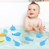 24pcs Rubber Sharks, Squeezable Squeak Mini Shark Bath Toys Cute Floating Bathtub Small Toys for Kids Baby Birthday Summer Pool Party Favors Cake Decoration (3 x 1.7 Inch, Blue)