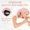LULUSILK 100% Mulberry Silk Lined Sleep Cap Silk Bonnet for Sleeping, No More Frizzy Tangled Hair, Stay On All Night Adjustable Silk Hair Wrap for Sleeping with Scrunchie, Pink, Pack of 1