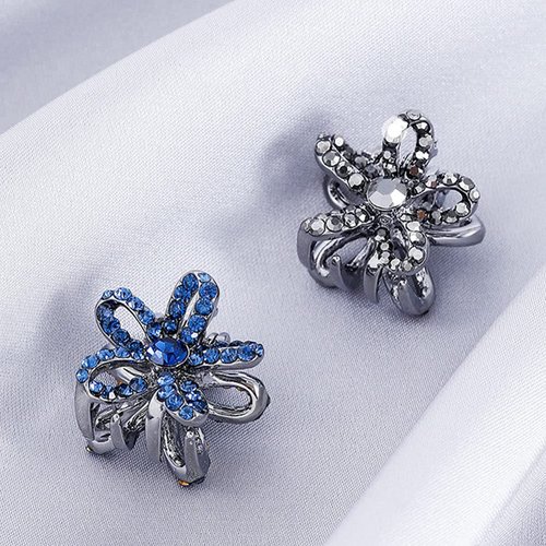 Decorative Hair Clips 2Pcs Mini Hair Claw Clips Retro Crystal Hair Clip No- Slip Metal Grip Jaw Clips Fancy Hair Barrette Clamp Hair Catch Clips for Women Girls Rhinestone Hair Clips