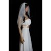 Bridal Veil Diamond (Off) White 2 Tiers Elbow Length Edge Trimmed with Beads