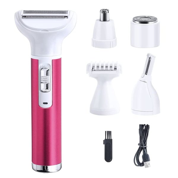 5 in 1 Electric Razor for Women Removal for Body Nose Hair Trimmer Face Shavers Eyebrow Legs Armpit Bikini Area Pubic Underarms Painless Rechargeable Portable Facial Hair Removal