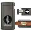 FANKAI Cigar Lighter, Torch Lighter with Deep Cigar Cutter V Cut up to 60G,Cigar Accessories Cigar Holder, Lighters for Smoking with Triple Jet Flame, Refillable Butane Lighter, Cigar Gift for Men