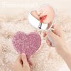 Framendino, 2 Pack Rhinestone Handheld Mirror Heart Bling Mirror Glitter Cosmetic Dazzling Mirror Portable Hand Mirrors with Handle for Women (White & Pink)