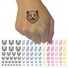 Realistic Black Bear Head Temporary Tattoo Water Resistant Fake Body Art Set Collection - Hot Pink (One Sheet)