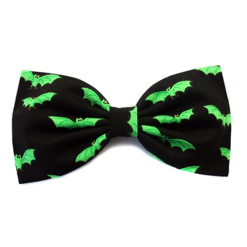 Green Neon Halloween Bats Hair Bow (Alligator Clip)