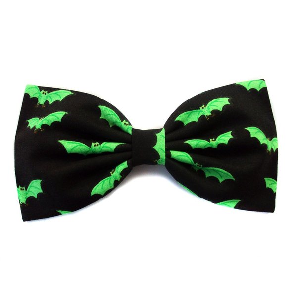 Green Neon Halloween Bats Hair Bow (Alligator Clip)