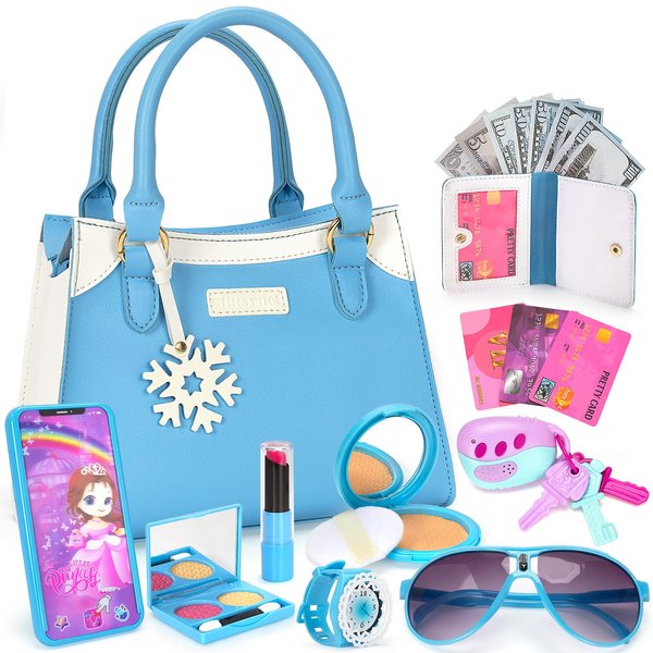 Officygnet Toddler Purse for Girls, Princess Pretend Play Girl Toys for 3 4 5 6 7 8 Years Old, Birthday Gift for Girls Age 3-5 4-6 6-8, Play Purse with Accessories, Kids Toy Purse for Little Girls