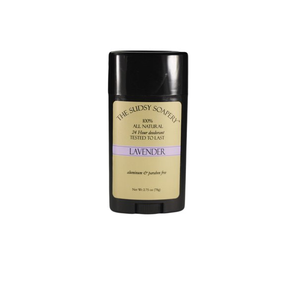SUDSY SOAPERY NATURAL LAVENDER STICK DEODORANT, ALUMINUM AND PARABEN FREE, 2.75 OZ (78G)