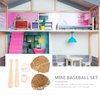 Toyvian 2 Sets of Miniature Baseball Bat Glove and Ball Baseball Cake Decorations for Doll House Accessories Party Favors