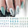 Summer Nail Art Sticker Green Leaf Water Transfer Nail Sticker Decal Green Blue Floral Flower Summer Nail Design for Acrylic Nail-Nail Art Supplies Manicure Decor 12sheets (Green)