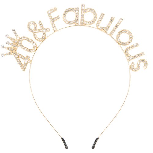 Atoden 40th Birthday Decorations for Women 40 and Fabulous Birthday Headband Gold Tiara Queen Crown 40th Birthday Gifts for Her Party Favors Happy Birthday Accessories for Woman