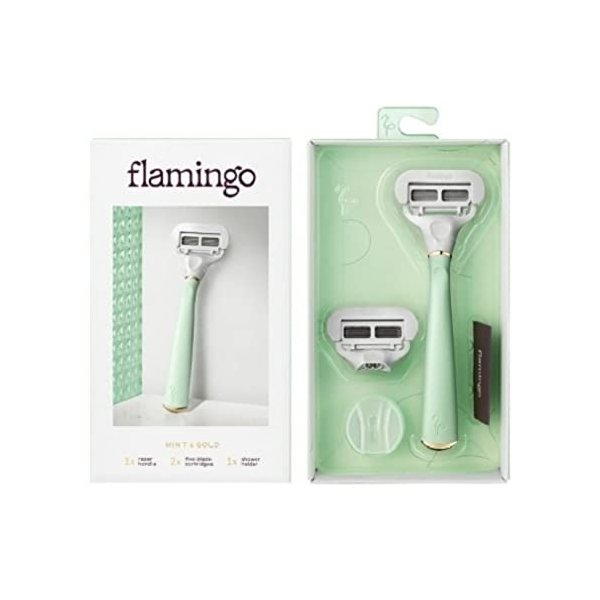 Flamingo Women's Razor Set (Mint & Gold)