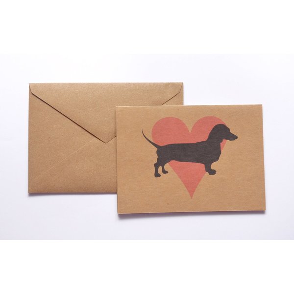 Dachshund Pink Heart Stationery Note Card Set